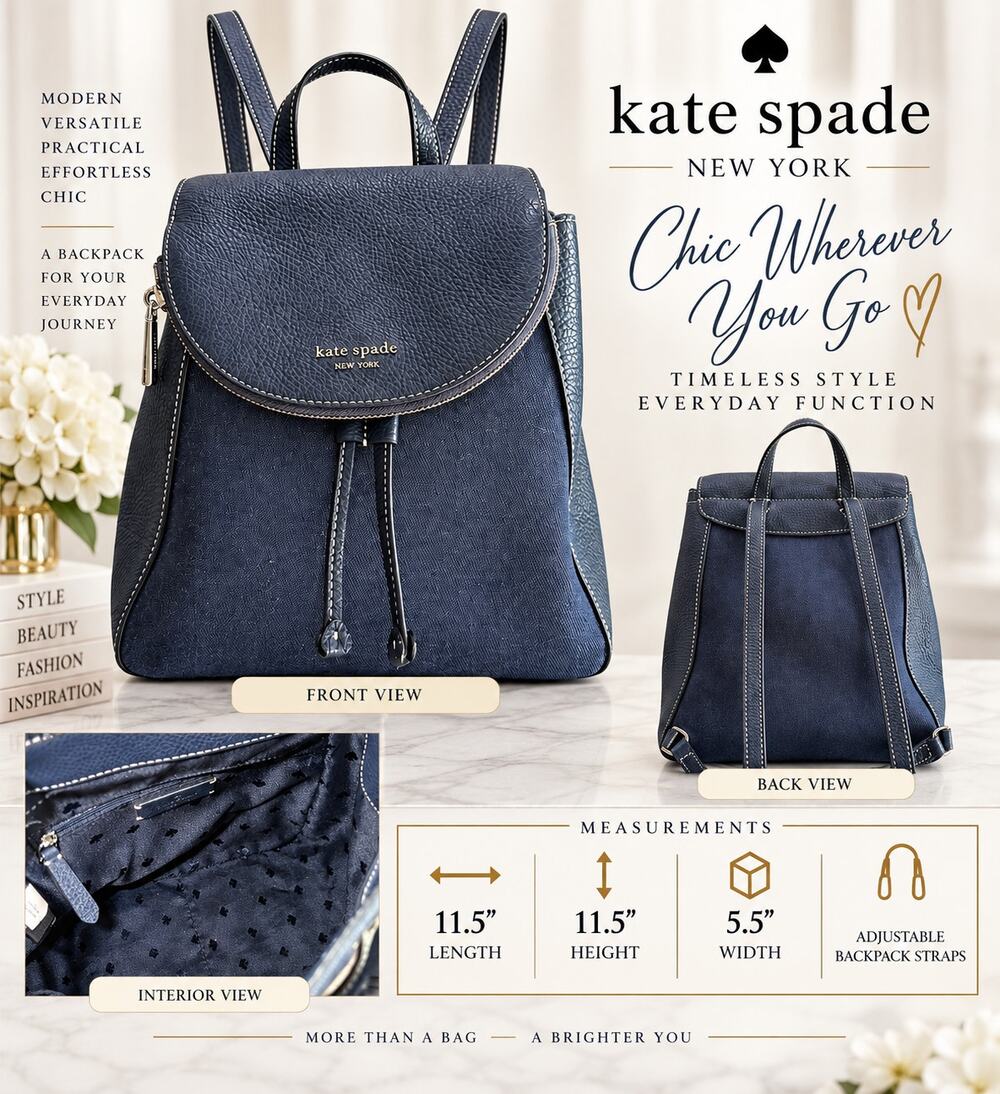 DL057 Kate Spade New York Leila Denim Medium Flap Backpack